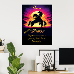 Poster L'honneur unit trois chevaux au crépuscule