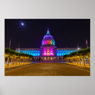 Poster L'Hôtel de ville de San Francisco sous l'arc-en-ci