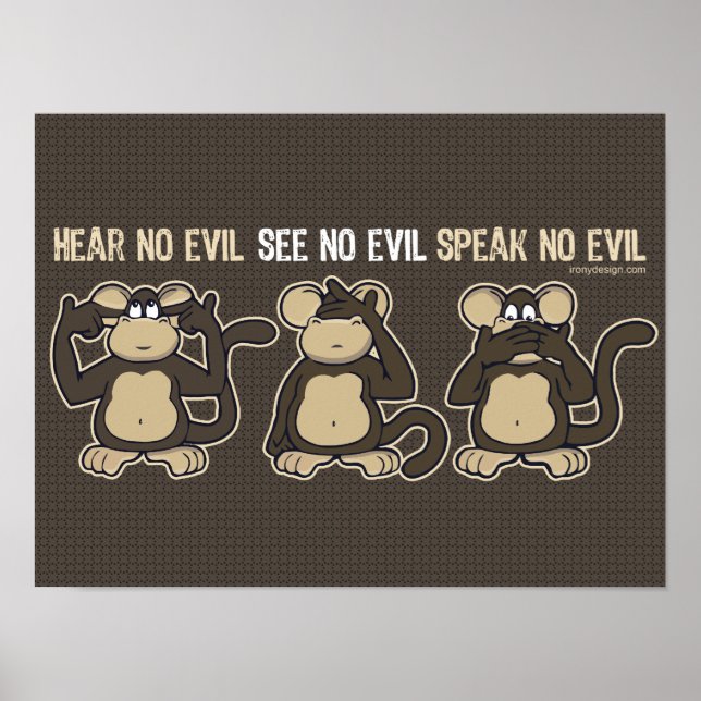 Poster L'humour de Hear No Evil Monkey (Devant)