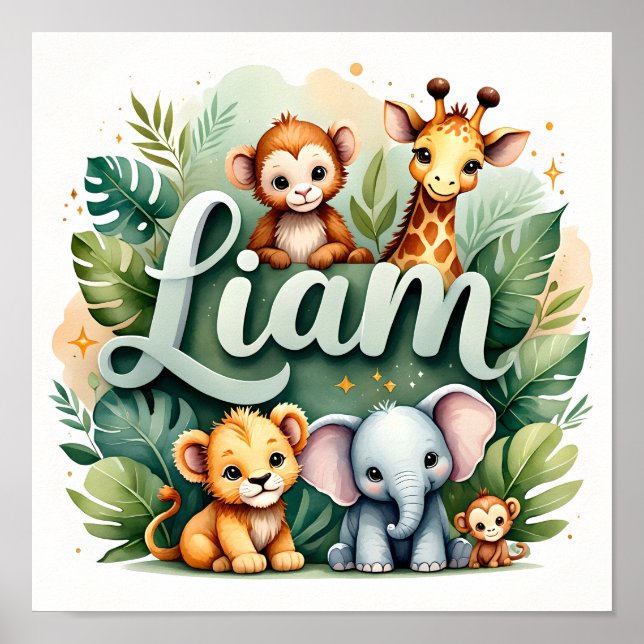 Poster Liam Safari Nursery Wall Art (Devant)