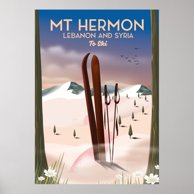 Poster Liban et Syrie Mt Hermon Ski (Devant)