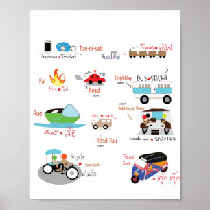 Poster Libellé thaïlandais avec illustration