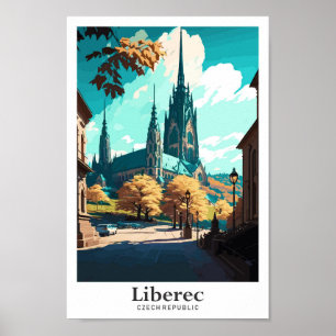 Poster Liberec Czech Travel Art Vintage
