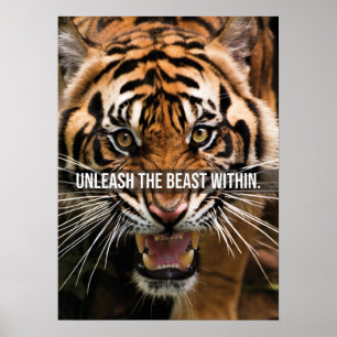 Poster Libérez La Bête À L'Intérieur - Tiger Motivationne