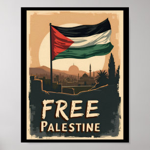 Poster Libérez le drapeau palestinien de la Palestine ave