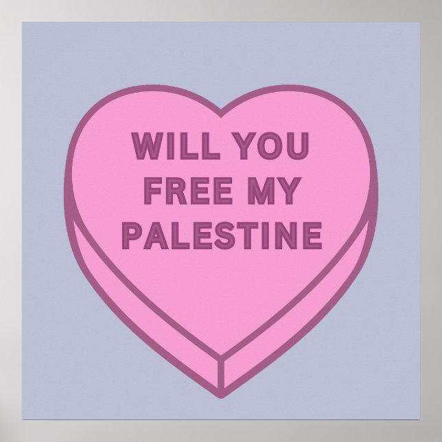 Poster Libérez-vous ma Palestine ? Cute Candy Coeur doux (Devant)