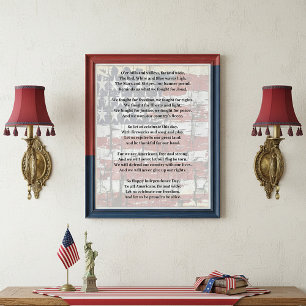 Poster Liberté américaine Poème avec drapeau patriotique