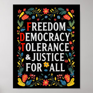 Poster Liberté Démocratie Tolérance Justice Toutes les rè