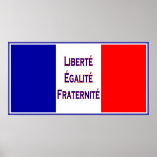 Poster Liberté, Egalité, Fraternité Drapeau Français Bast