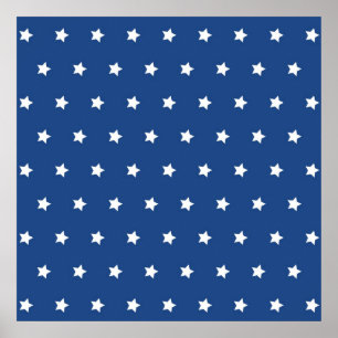 Poster Liberté Patriotic Blue and White Stars