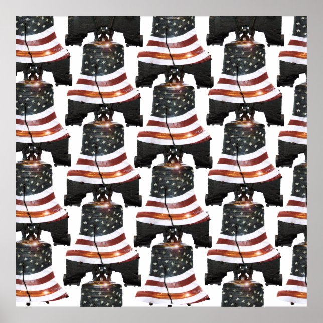 Poster Liberty Bell avec drapeau américain - Motif (Devant)