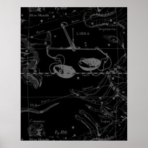 Poster Libra Constellation Map Hevelius 1690 sept oct.