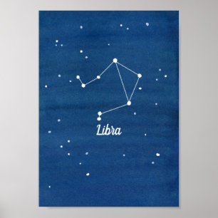 Poster Libra Constellation Night Sky Indigo