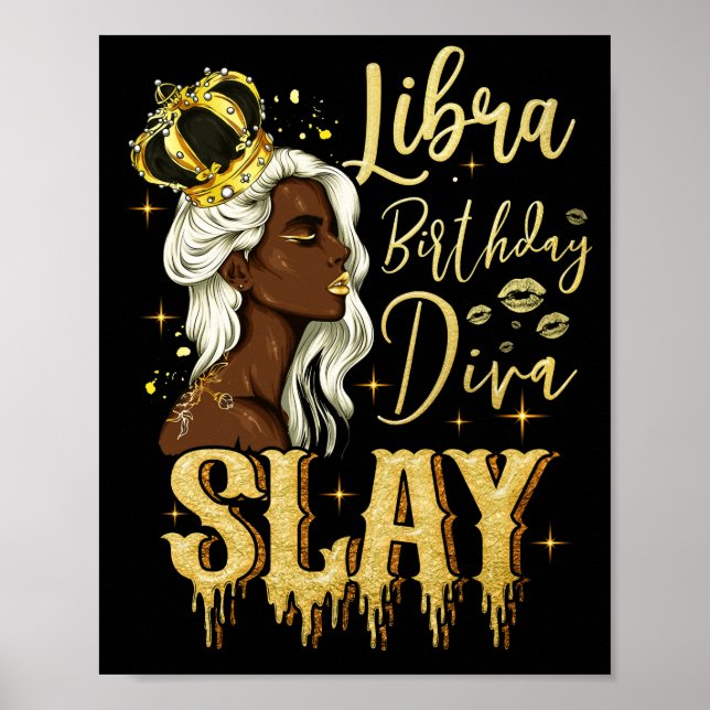 Poster Libra Girl Anniversaire Diva Slay Zodiac Libra Que (Devant)