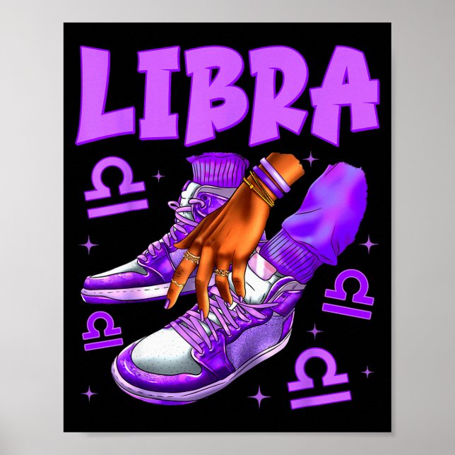 Poster Libra Girl Birthday Black Woman Sneakers Zodiac Si (Devant)