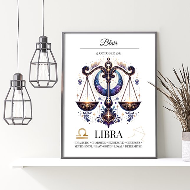 Poster Libra Personnalisé Elégant Zodiac Aquarelle (Créateur téléchargé)