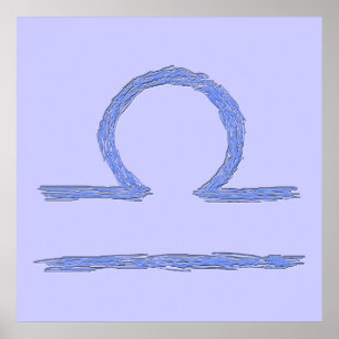 Poster Libra. Signe astrologique zodiaque. Bleu.