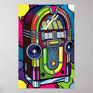 Poster Librairie d'art pop rétro