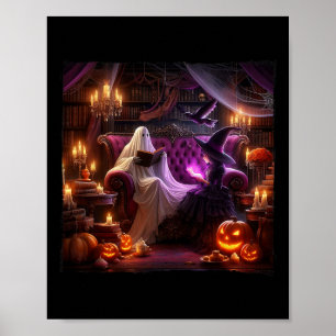 Poster Librairie éffrayante Haunted Halloween Librairie V