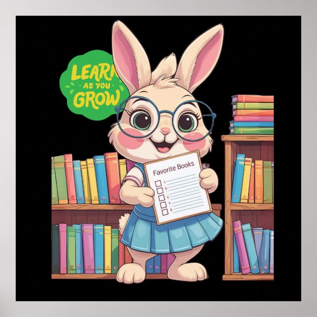 Poster 🐰📚 Librarian-in-Training Star – Rabbit Edition (Devant)