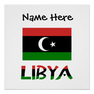 Poster Libye Drapeau Libyen Noir Personnalisation