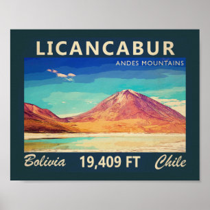 Poster Licancabur Amérique du Sud Vintage