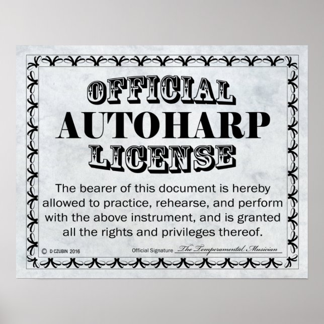 Poster Licence Autoharp (Devant)