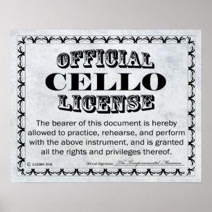 Poster Licence Cello