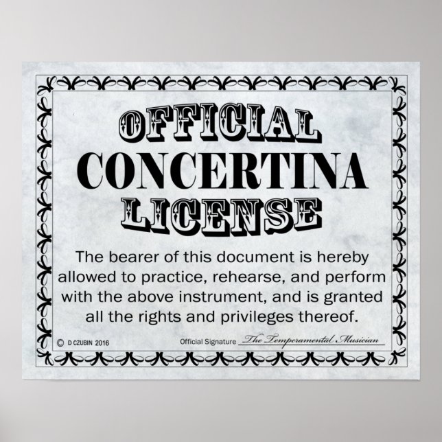 Poster Licence Concertina (Devant)