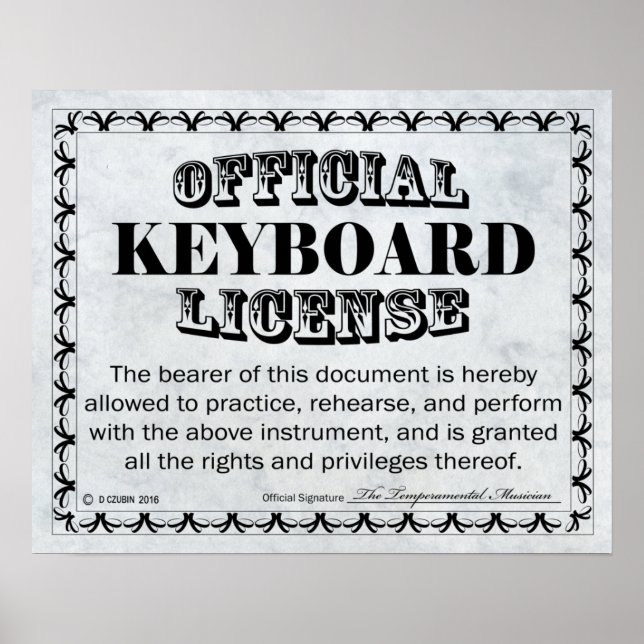 Poster Licence de clavier (Devant)