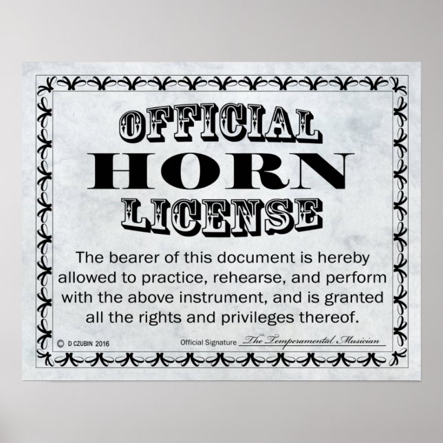 Poster Licence de corne (Devant)