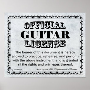 Poster Licence de guitare