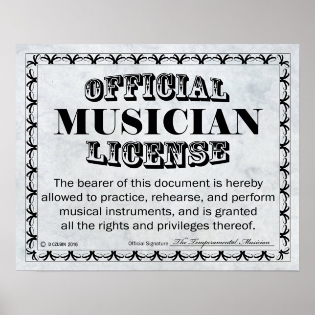 Poster Licence de musicien (Devant)