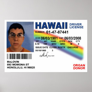 Poster Licence d'identification de faux défaut Superbad