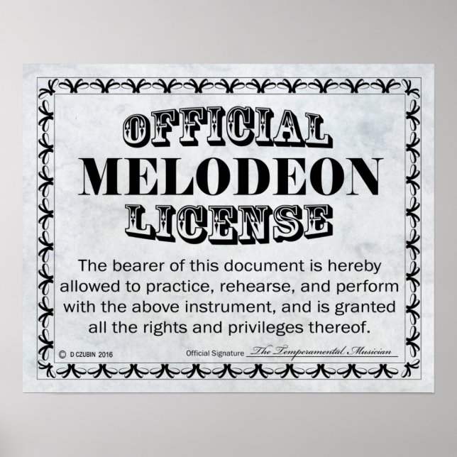 Poster Licence Melodeon (Devant)