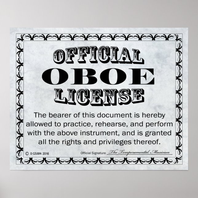 Poster Licence Oboe (Devant)