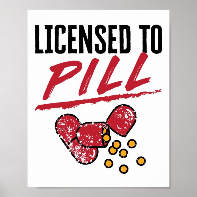 Poster Licence pour la pilule Pharmacien Graduation Grad (Devant)