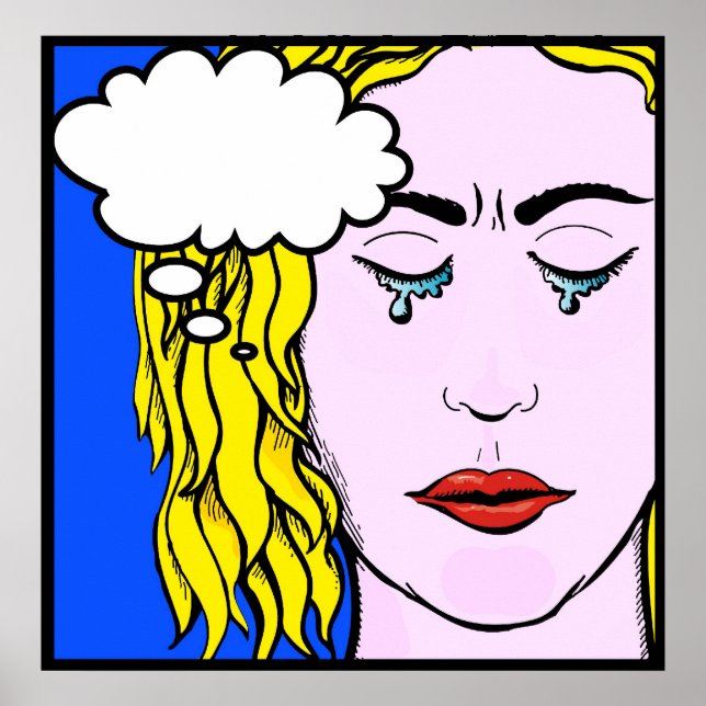 Poster Lichtenstein Style bande dessinée dame pleurer (Devant)