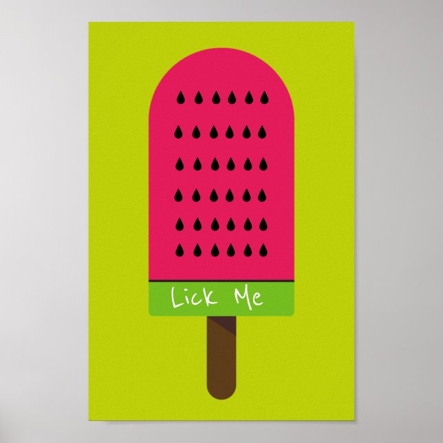 Poster Lick me drôle Pop Art popsicle fruité pastèque (Devant)