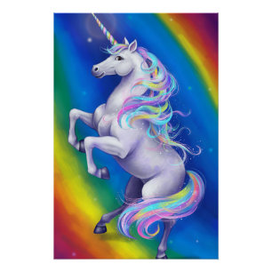 Poster Licorne avec Arc-en-Ciel