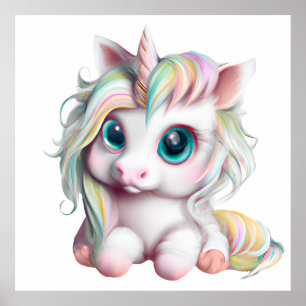Poster Licorne bébé mignonne et adorable