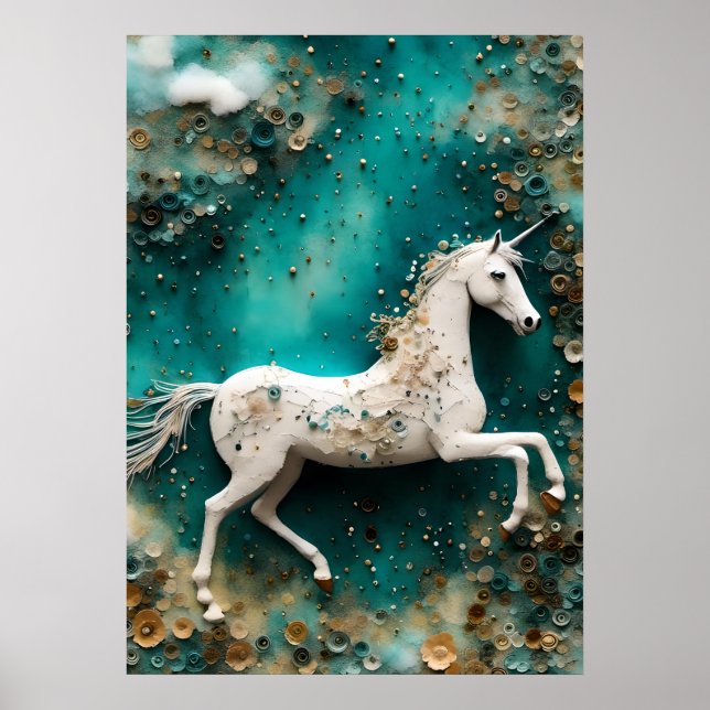 Poster licorne blanche magique (Devant)