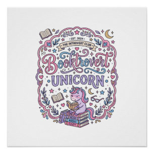 Poster Licorne Booktrovert Licorne Amusant Cadeau Mignon