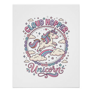 Poster Licorne Cloud Hopper Licorne Mignonne Cadeau Dés