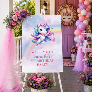 Poster Licorne Colorée Jour Magique Fille Anniversaire Bi