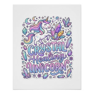 Poster Licorne Cristal Guérison Cadeau Licorne Idée Vecto