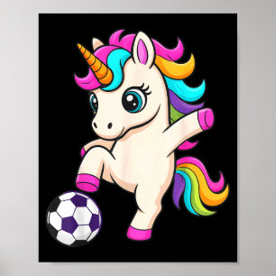 Poster Licorne de football drôle juste une fille qui aime