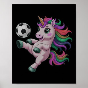 Poster Licorne de football drôle juste une fille qui aime