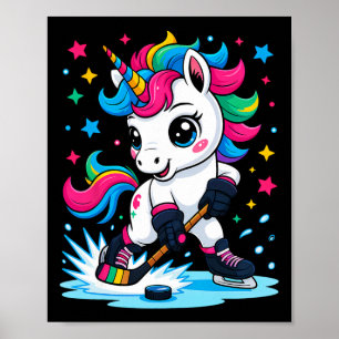 Poster Licorne de hockey sur glace Kawaii