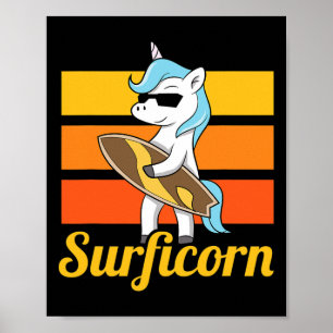 Poster Licorne de surf Surfant Licorne de surf Surf Surfe